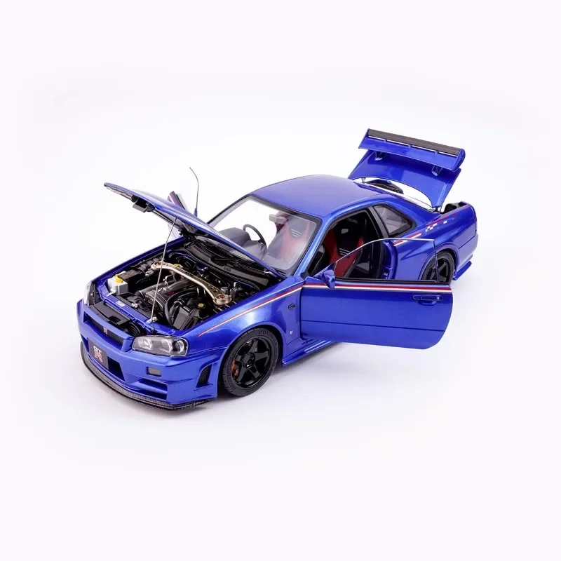 MH Maßstab 1/18 Nissan GTR R34 NISMO CRS Legierung Spielzeug Kraftfahrzeug Druckguss Metall Modell Geschenke