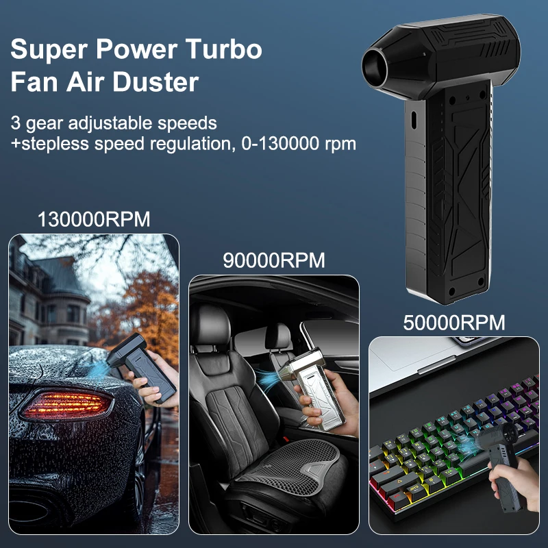 OEM 130000 Rpm Portable Handheld Air Duster Electric Small Blower Mini Jet Turbo Fan Super Jet Blower for Car Cleaning
