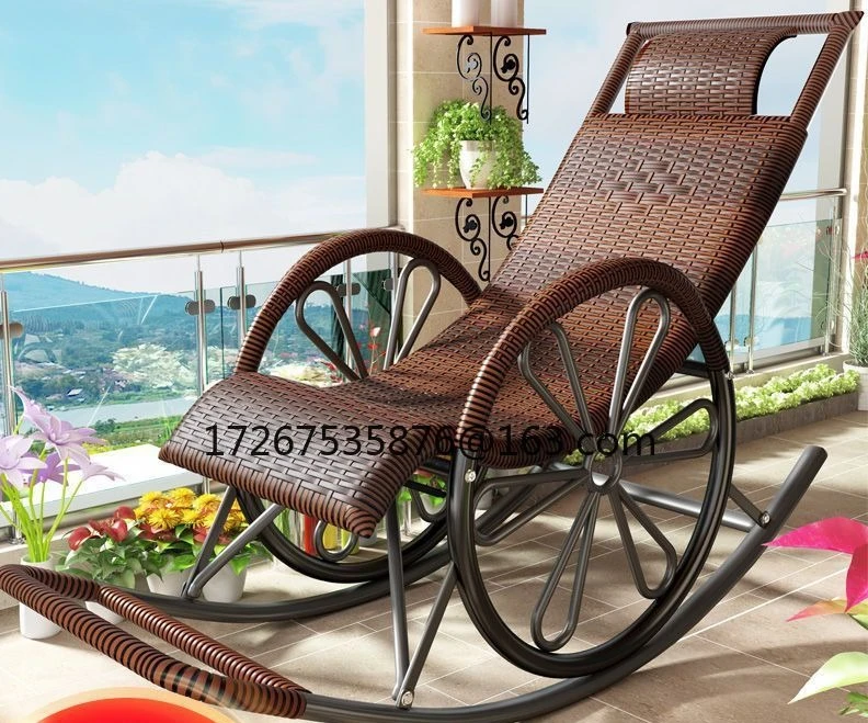

Rocking chair adult lunch break recliner living room balcony lazy chair elderly leisure and durability super thick rocking chair
