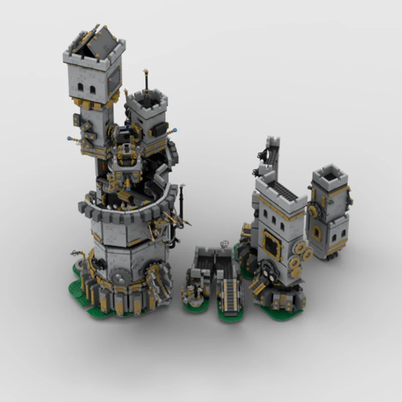 Medieval Castle Model MOC Building Bricks Clockwork Mechanical Castle Modular Technology Gift Holiday Assemble Children Toy Suit