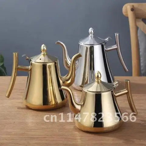 

1.5L/2L Stainless Steel Induction Cooker Kettle Thick Golden Silver Tea Pot With Filter Heat Resistant Coffee Pot