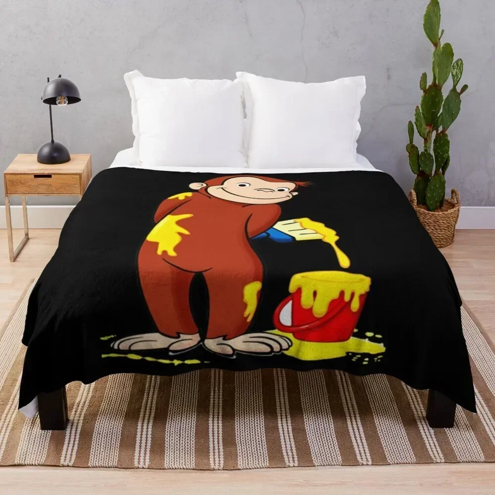 

Curious George monkey with yellow Throw Blanket Multi Purpose Soft Warm Blanket for Home Travel