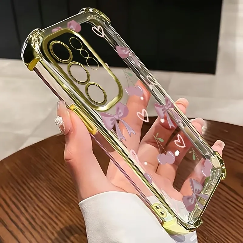 Cute Pattern Printed Clear Phone Case For Samsung Galaxy S26 S25 S24 S23 S22 S21 Ultra Plus Electroplated Edge Anti Drop Cover