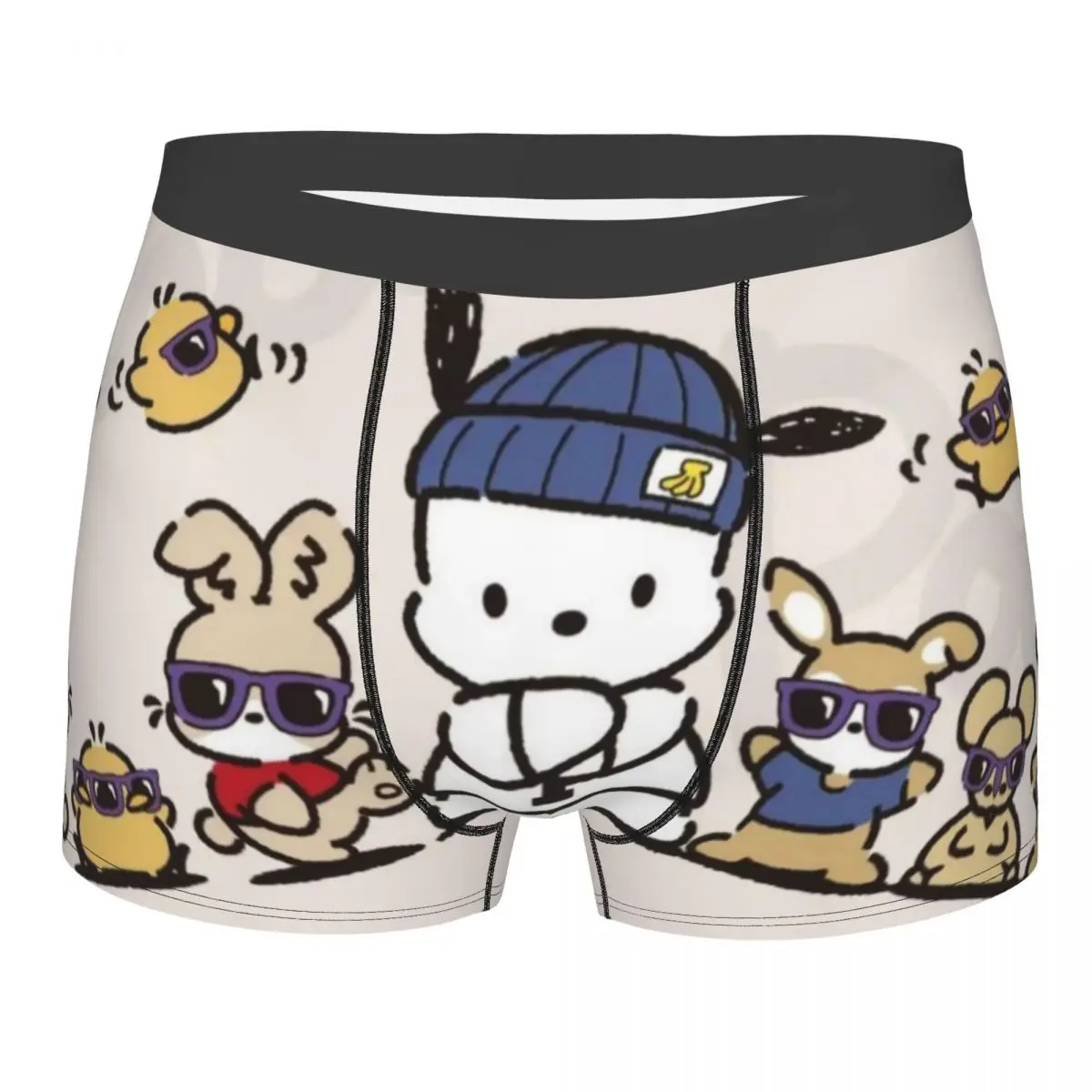 مخصص Pochacco جرلي القلب الملابس الداخلية الرجال طباعة لطيف الكرتون الملاكم ملخصات السراويل سراويل لينة السروال
