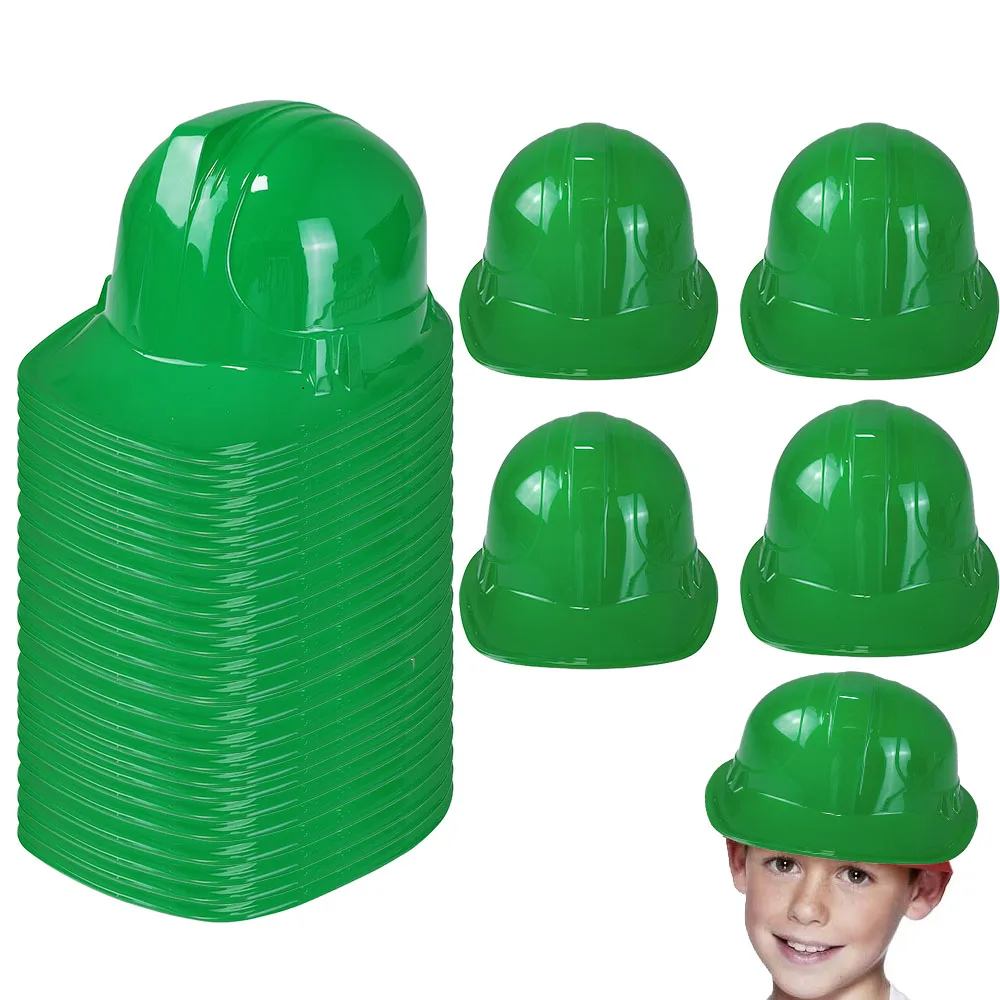 

10/30/50pcs Green Plastic Hat Construction Worker Safety Helmet Kids Boy Engineering Garbage Truck Theme Party Decor Supplies