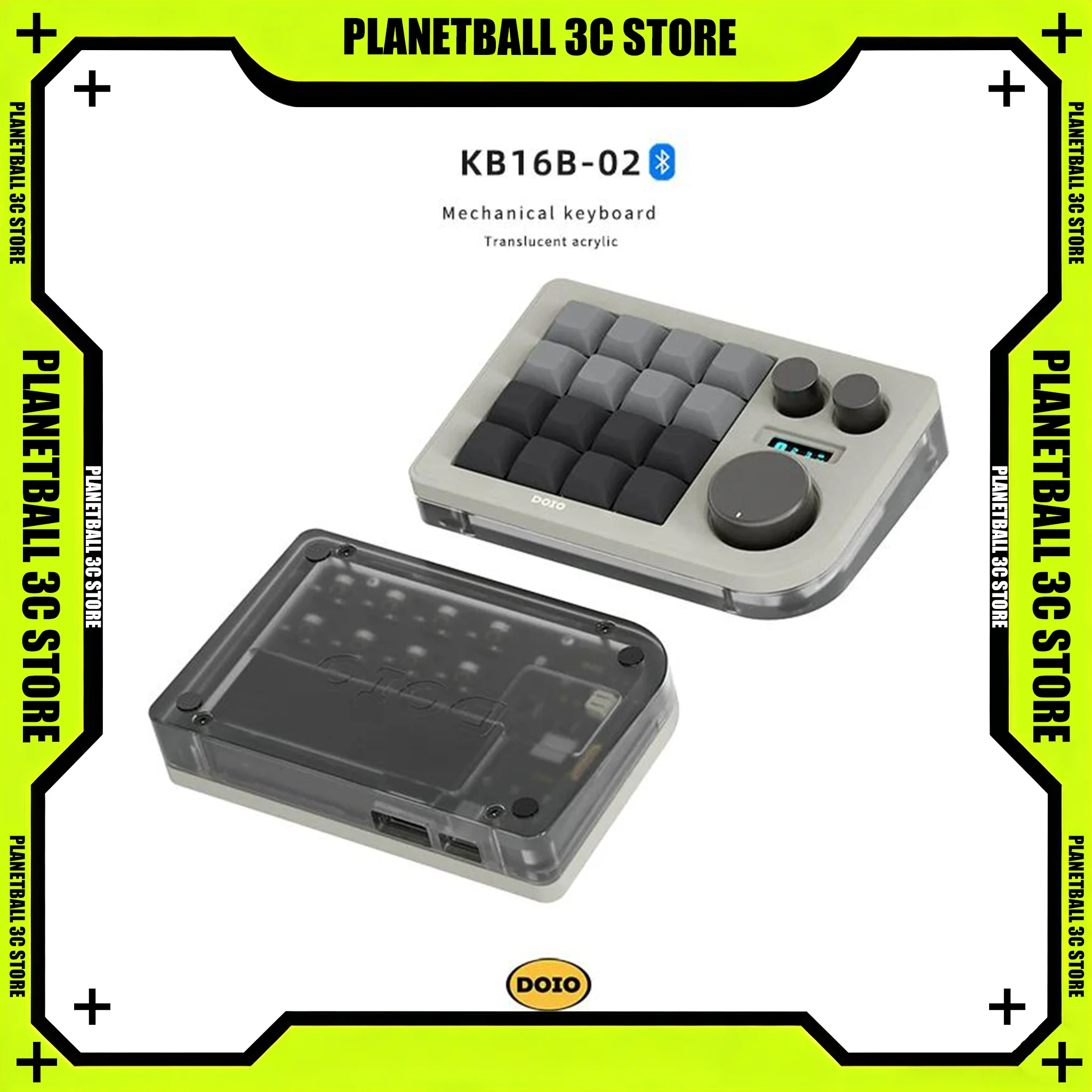 DOIO KB16B-02 Mini Wireless Mechanical Keyboard Dual Mode 3 Knob Custom Keys QMK VIA Compatible Office Gaming Keypad