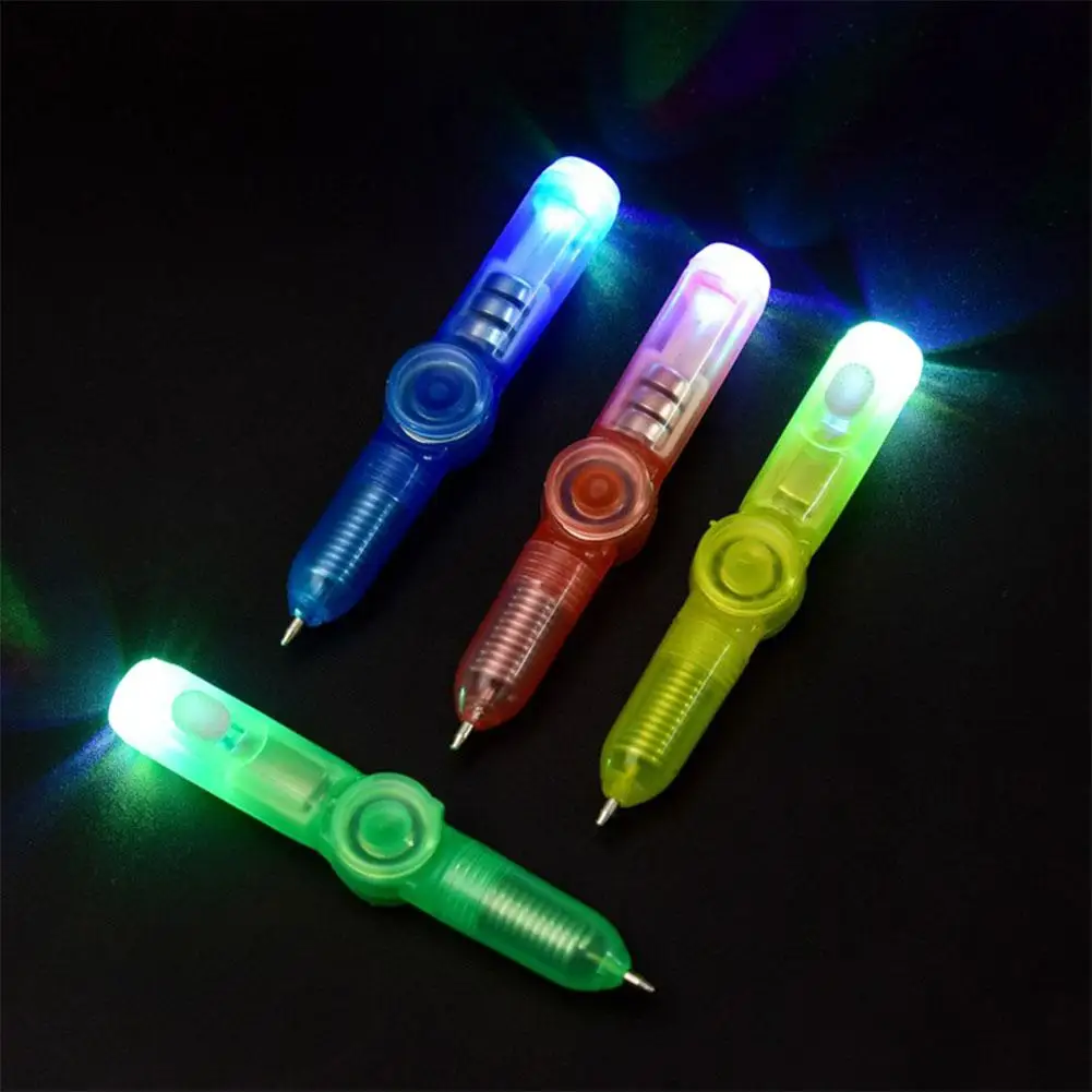 LED Colourful Luminous Spinning Pen Rolling Pen Ball Point Pen Learning Office Supplies Random Color for kids children student