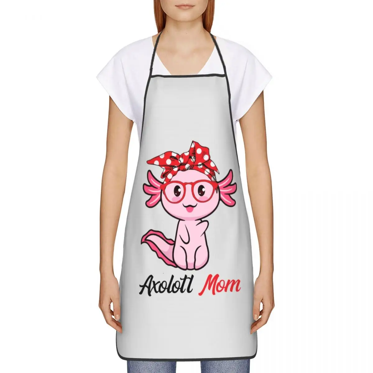 Unisex Axolotl Mom Bib Apron Adult Women Men Chef Tablier Cuisine for Kitchen Cooking Cartoon Baking