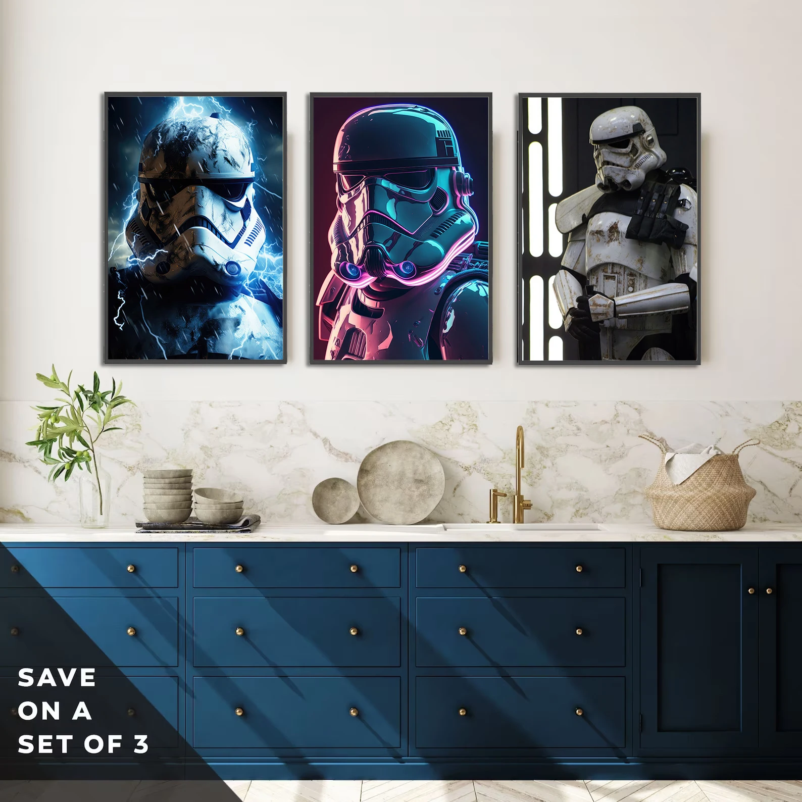 Star Wars Stormtrooper Self-adhesive Poster Movie Figures Home Decoration Painting Wall Art Bedroom Decor Wallpaper Kid Gift