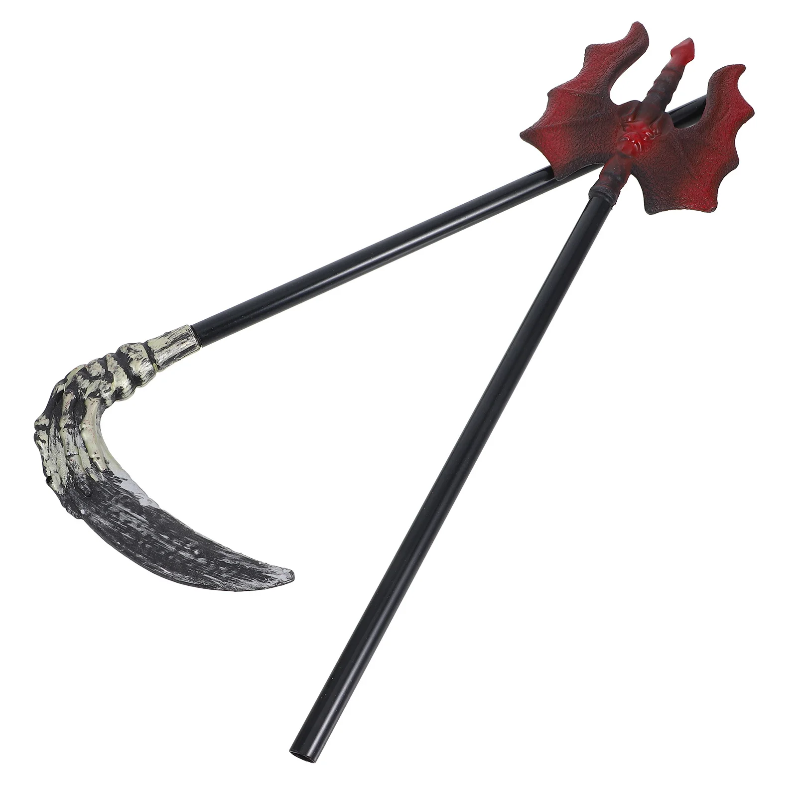 

2pcs Demon Scythe Prop Durable Pp Material Halloween Costume Accessory For Cosplay Party Carnival Decor Plastic