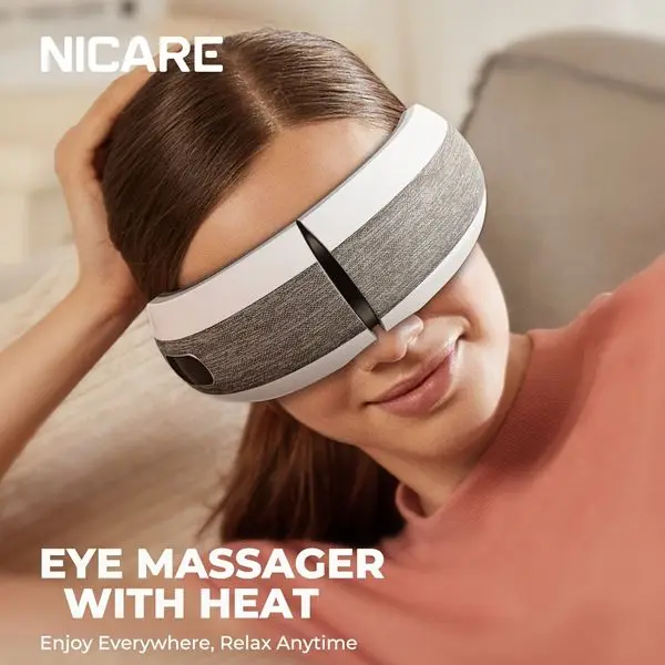 

NICARE Rechargeable Eye Massager with Heat for Eye Strain, Dark Circles, Dry Eyes, Sleep Support