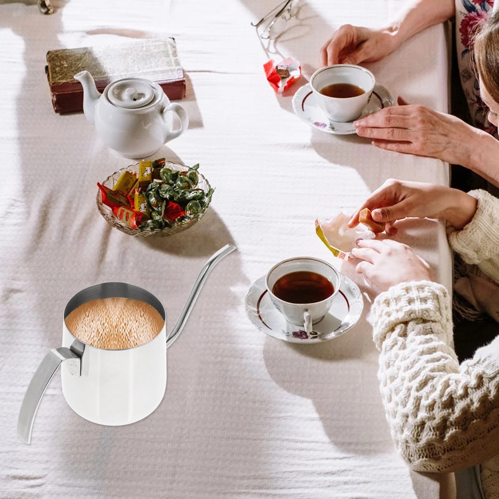 

Stainless Steel Coffee Pot Long Mouth Hand Brewing Tea Kettle Rust-Resistant Ergonomic Handle Ideal for Home Cafe Office