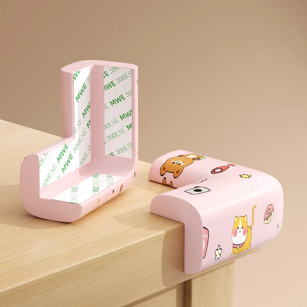 4 قطعة نمط الكرتون مكتب واقي للحواف ركن السلامة ذاتية اللصق جدار ركن حامي لينة رشاقته المضادة للتصادم وسادة #1