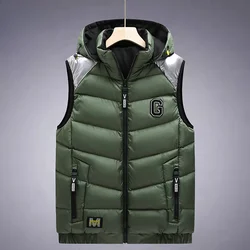 Men's Down Cotton Vest 2024 Winter New Fashion Thickened Double-sided Warm Padded Coat men's Windproof Hooded Sleeveless Jacket