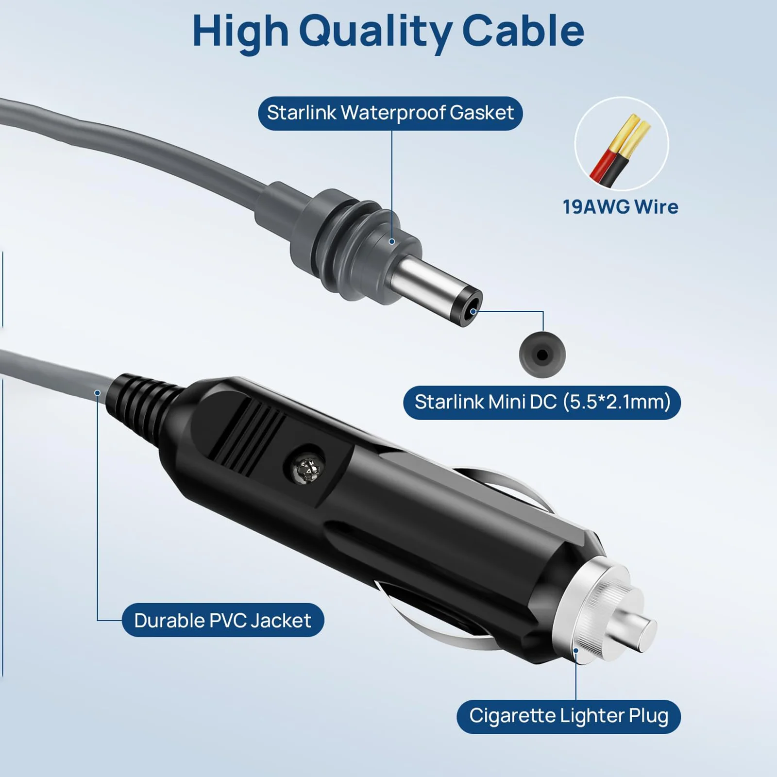 

Pop 2 м/3 м для Starlink Mini кабель питания постоянного тока прямой для сигарет 12 В адаптер питания для Starlink Mini водонепроницаемый