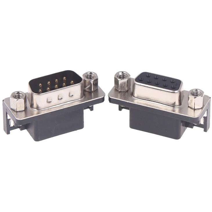 RS232 Connector 90 Degree Bent Needle DR9 10Pcs DR9 Hole/Pin Female/Male Right Angle Welded D-Sub 9 Pin Connector