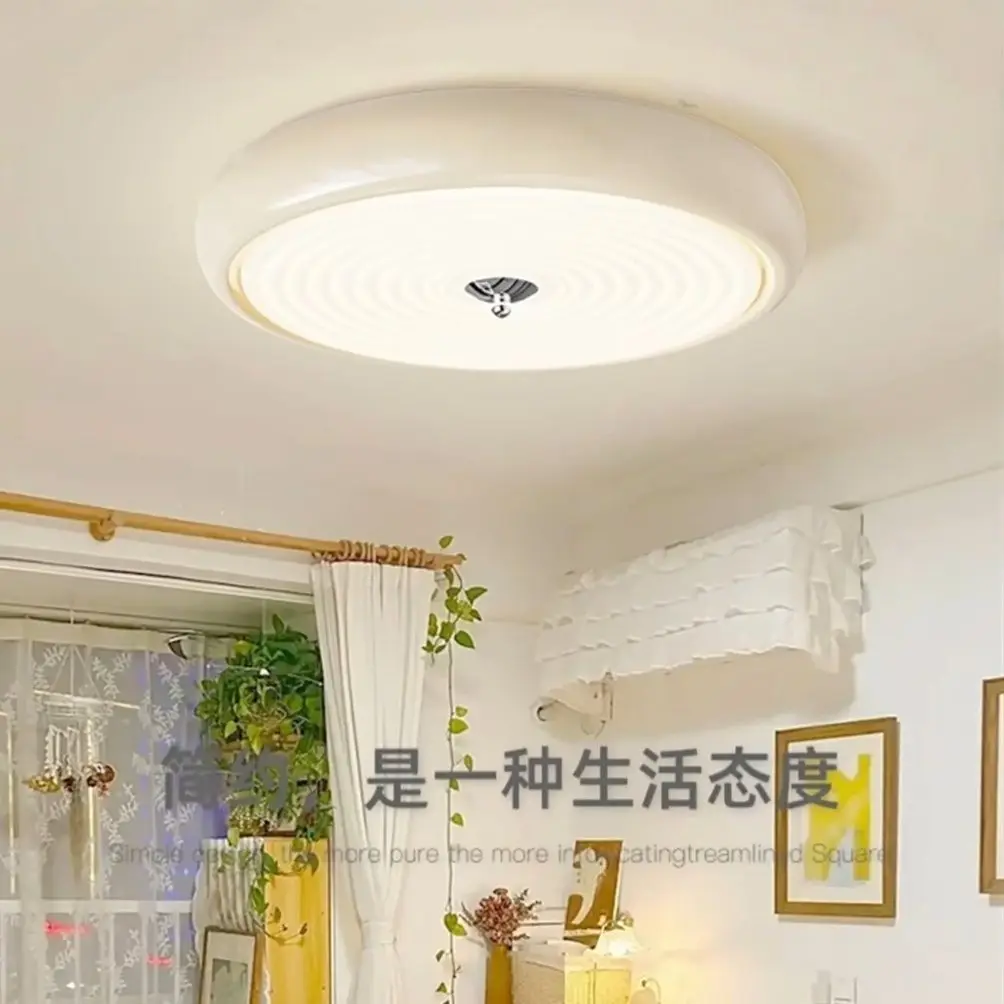 French Cream Style Ceiling Light Modern Minimalist Vintage Ultra Thin Round  Light for Bedroom Study Balcony