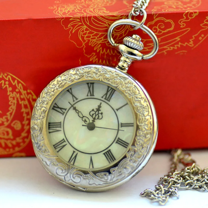 Pocket Watch, Roman Scale Pocket Watch, Glass Lace Pocket Watch, Vintage Commuting Fashion Pendant Accessories