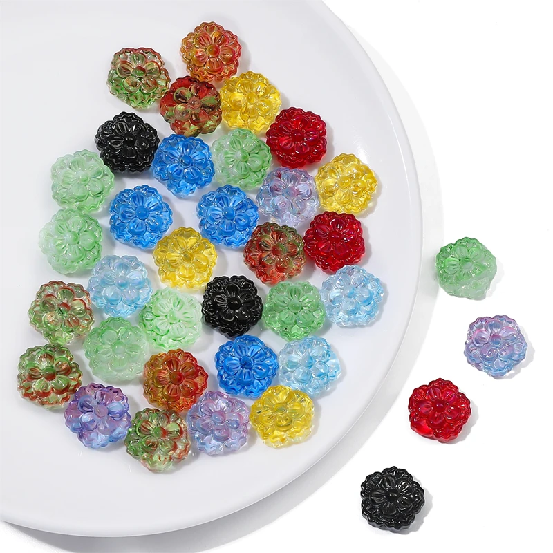 10pcs 15mm Crystal Glass Fancy Flower Beads Charm for Earring Necklace Bracelet DIY Jewelry Craft Making
