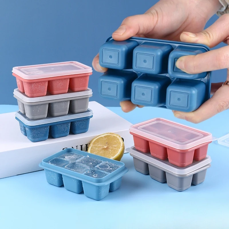 Home Refrigerator Homemade Frozen Ice Box with Cover Silicone Ice Cube Ice Box Frozen Mold Quick-freezing Device