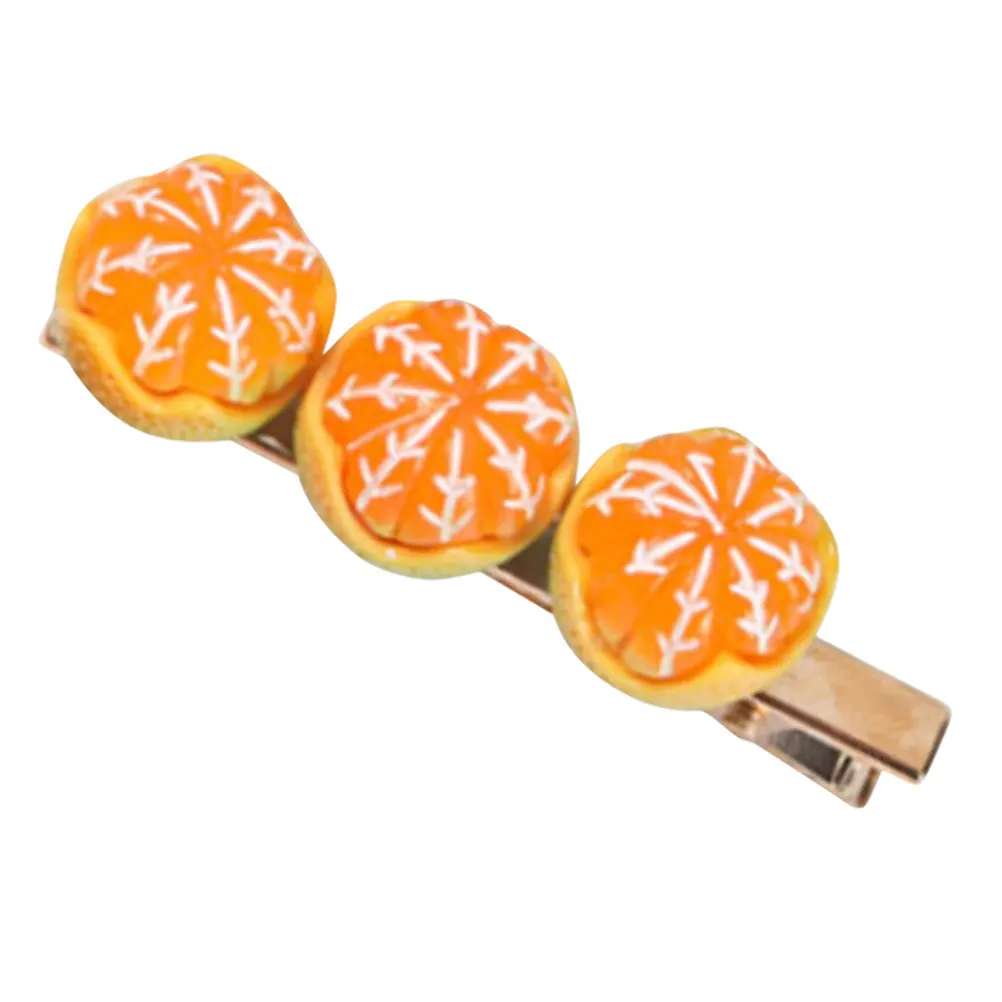 

Orange Hairpin Fruit Accessories Women Tangerine Cute Clip Iron Clips Girls Theme Realistic Fruits Hair Clips for Women Girls