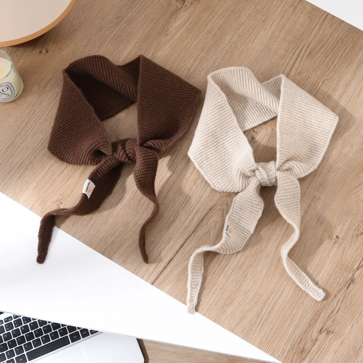 100% Wool Kids Adult Wool Scarf Girl Women Winter Narrow Long Scarf Croissant Style Cozy Triangle Neck Warmer Chic Knitted Scarf