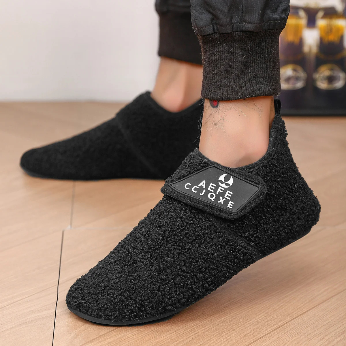 Men's Fuzzy Overlapping Slippers - Winter Warmth Indoor Home Shoes with Fuzzy Lining and Arch Support, Soft Cushioning Comfort,