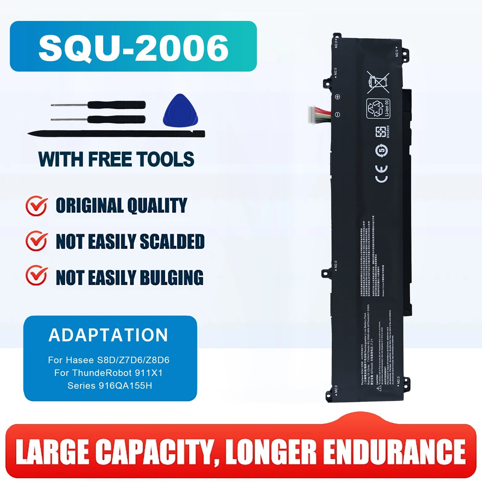 

Аккумулятор для ноутбука SQU-2006 для Hasee S8D6 Z7D6 Z8D6 QNLXS06, для Raytheon 911X R16 14650HX QNLXS02 916QA155H AEC616072-4S1P