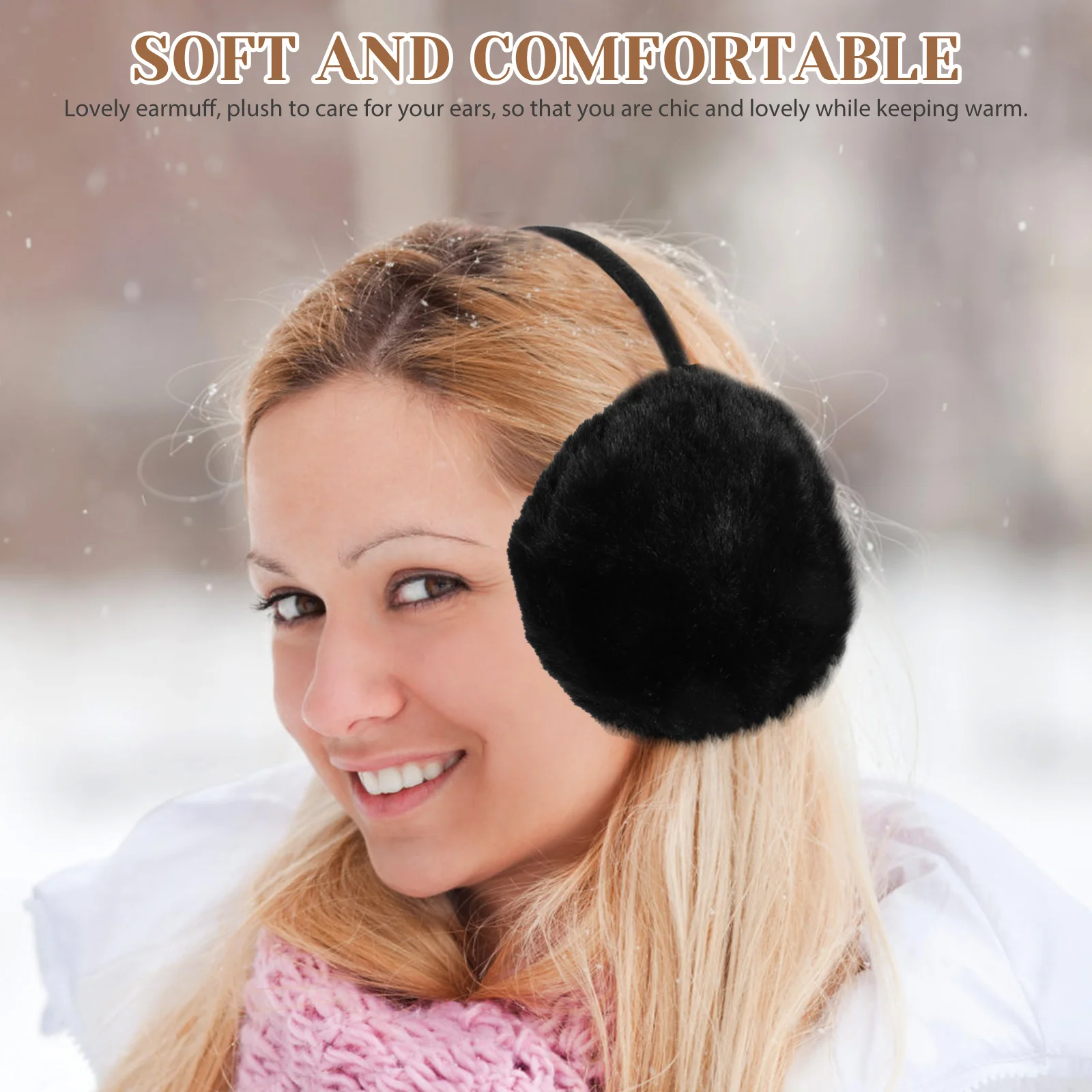 Ear Muffs for Girls Plush Christmas Warmer Winter Cover Beige Xmas Men and Women