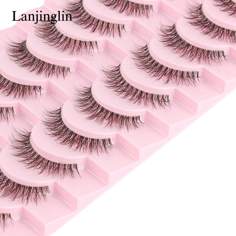 手作りの柔らかいつけまつげ,3Dミンクまつげ,ナチュラルメイク,エクステンション,キャットアイ,3ペア,10ペア