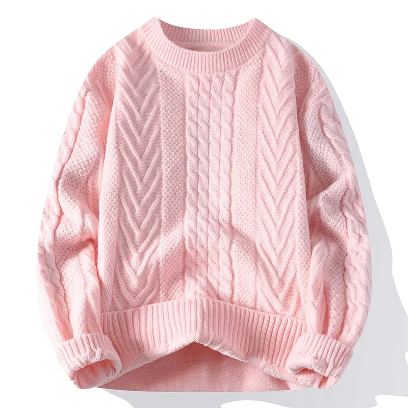 بلوفر عصري فضفاض ومريح عالي الجودة دافئ مناسب للرجال لخريف وشتاء الصوف السميك الدافئ للعضلات