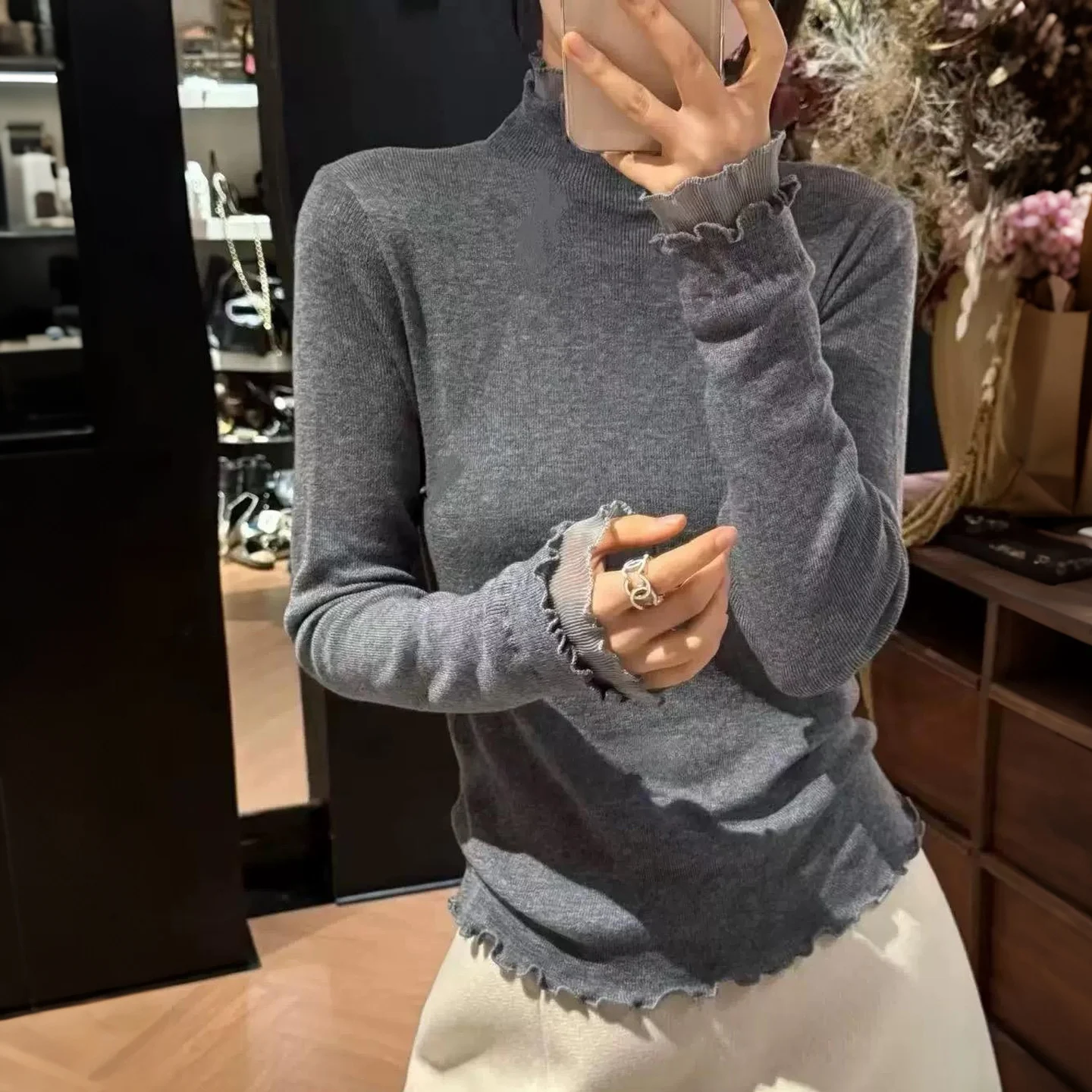 

Новинка 2023 года, женский вязаный длинный све, свободная внутренняя одежда, пуловер с высоким воротником, полиэфирное волокно, дизайн для поездок на работу Sle Faion