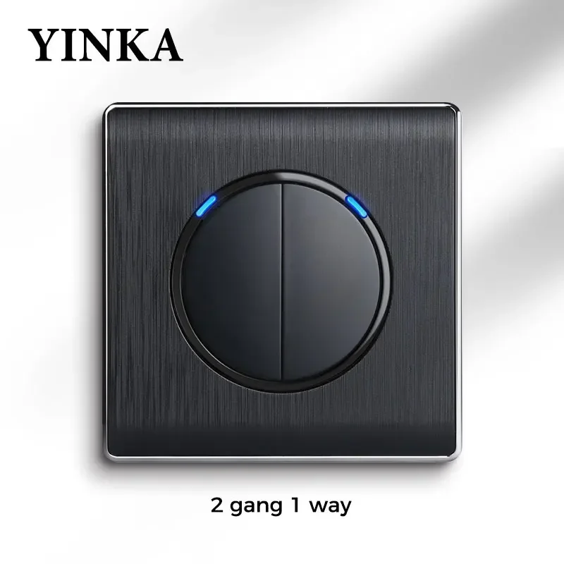 

Настенный выключатель YINKA с пластиковой панелью, выключатель света 1/2/3/4 группы со светодиодным индикатором, кнопочный переключатель включения и выключения