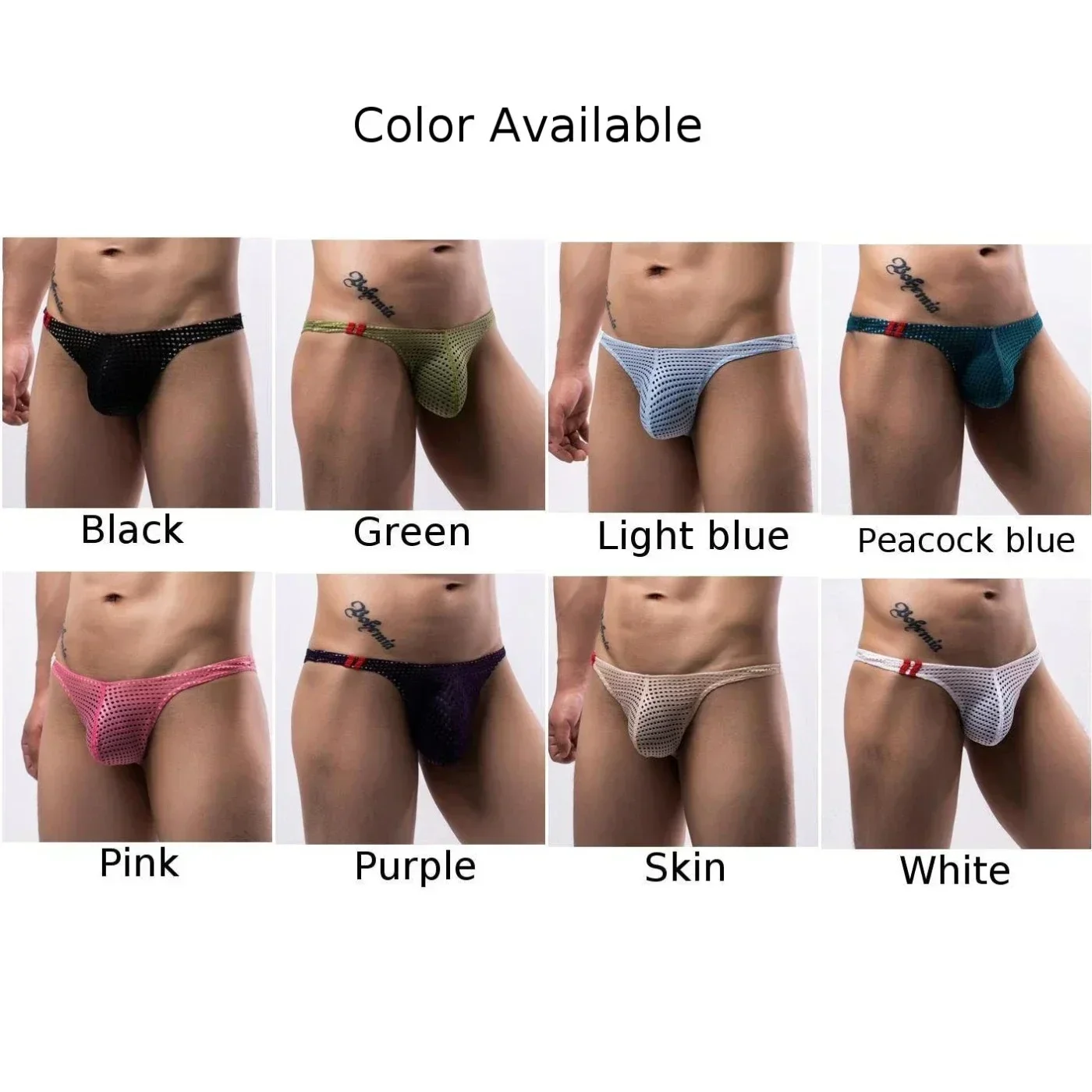 Summer Breathable Mens Sexy Pouch Thongs Mesh Swim Low-Rise Bikini Underwear Briefs See Through Male Underpants Panties