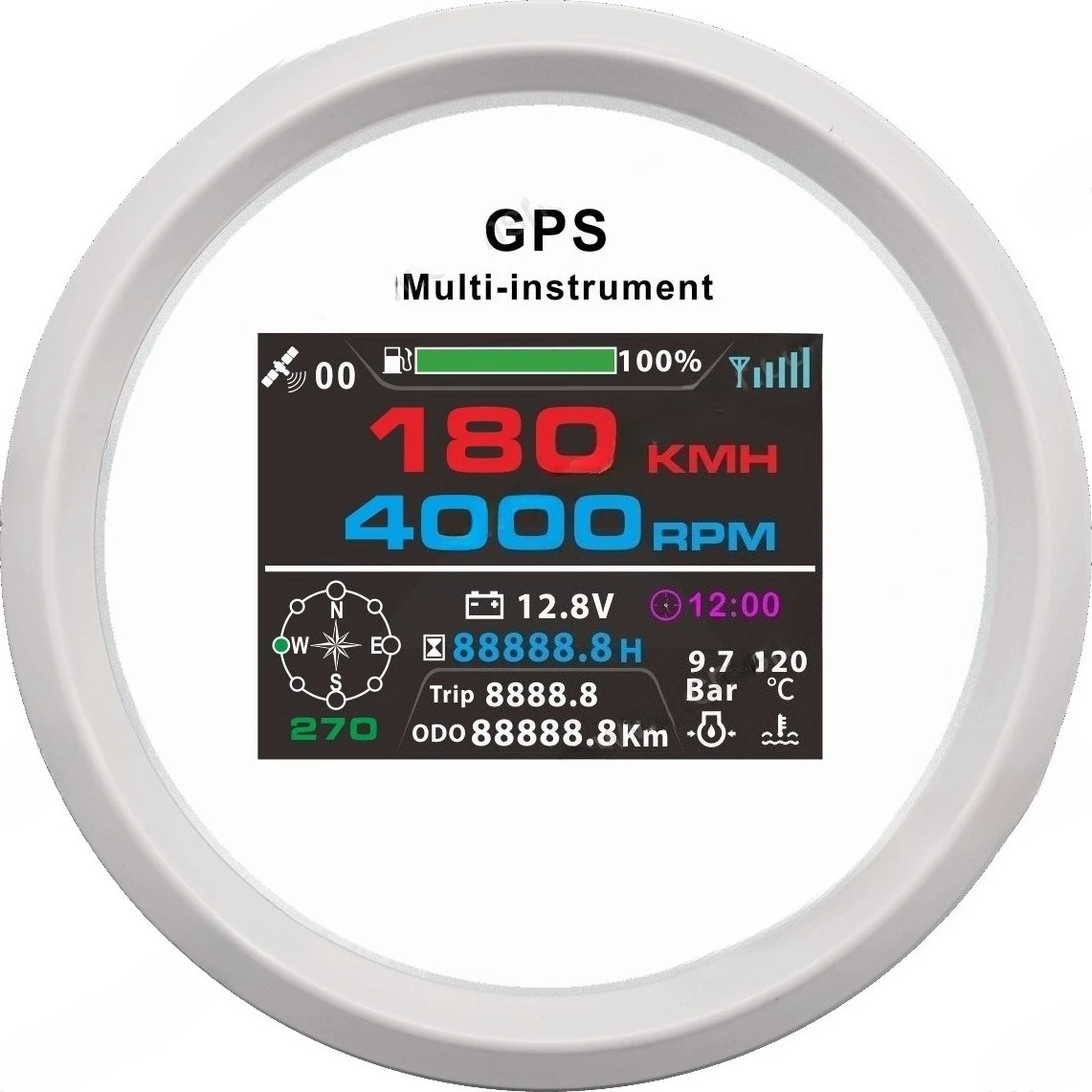 ECP 85MM digital display color screen GPS large meter + speed yacht cruise fishing boat car multi-function general instrument
