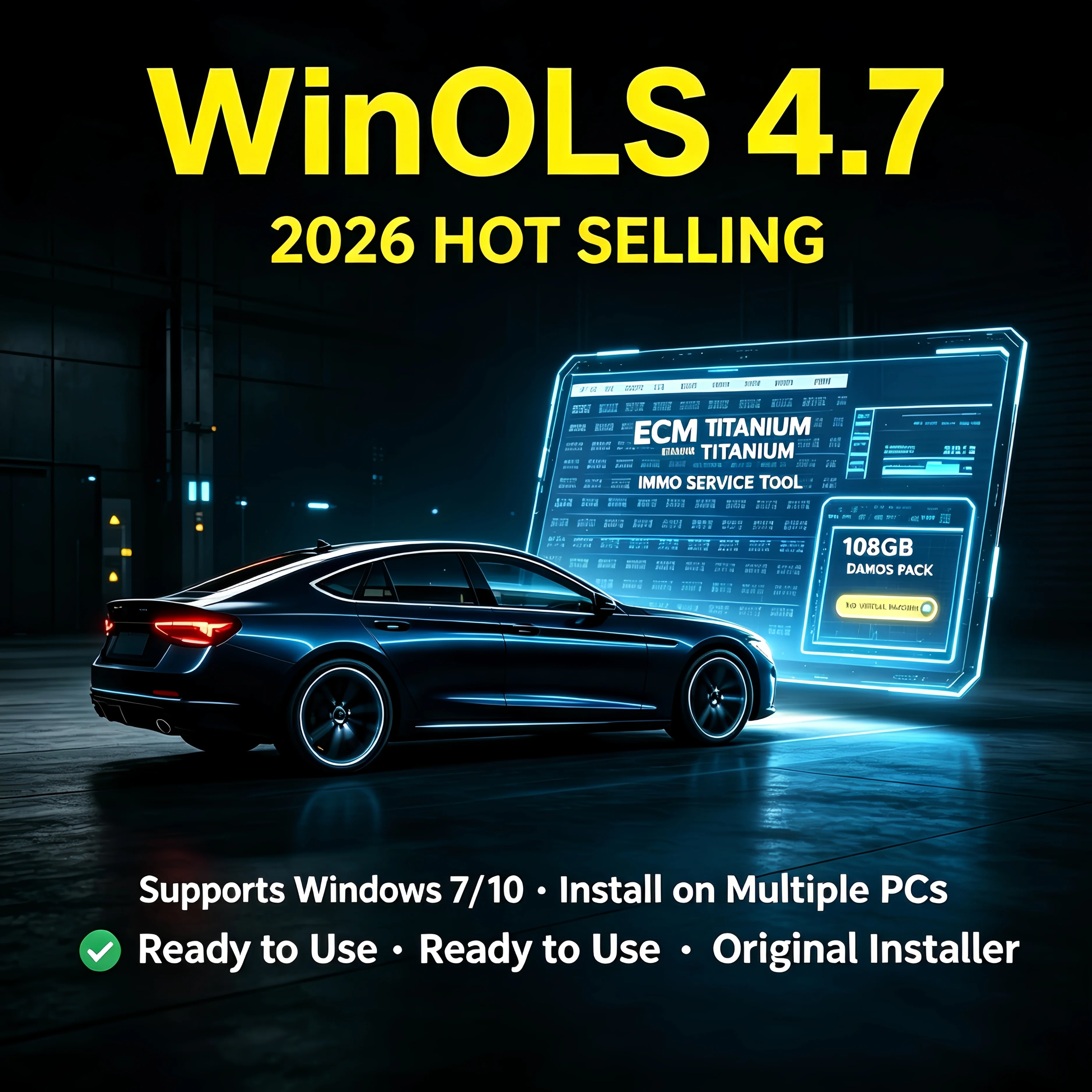 WinOLS 4.7 + ECM TITANIUM 26100 ECU Programming Tool | 93GB Damos Files + Immo Service Tool V1.2 + Learning Video Guide