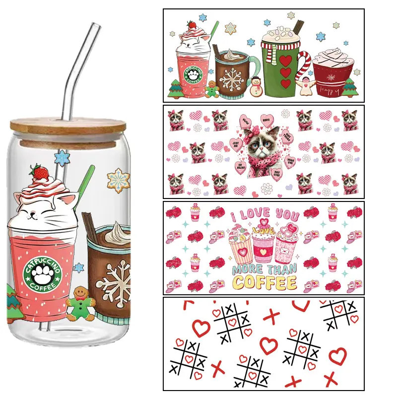 

Valentine's Day Series Cute stickers UV transfer adhesive waterproof Glass cup packaging 3D packaging DIY