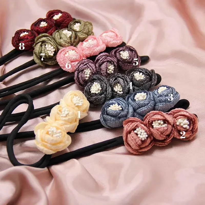 1Pc Chiffon Flower Bun Maker Korean Lazy Hair Curlers Hairpin Hair Braiding Braiders Hairgrips Styling Tools Styling Accessories