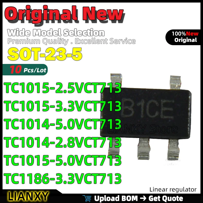

10pcs SOT-23-5 TC1015-2.5VCT713 TC1015-3.3VCT713 TC1014-5.0VCT713 TC1014-2.8VCT713 TC1015-5.0VCT713 TC1186-3.3VCT713 Brand New