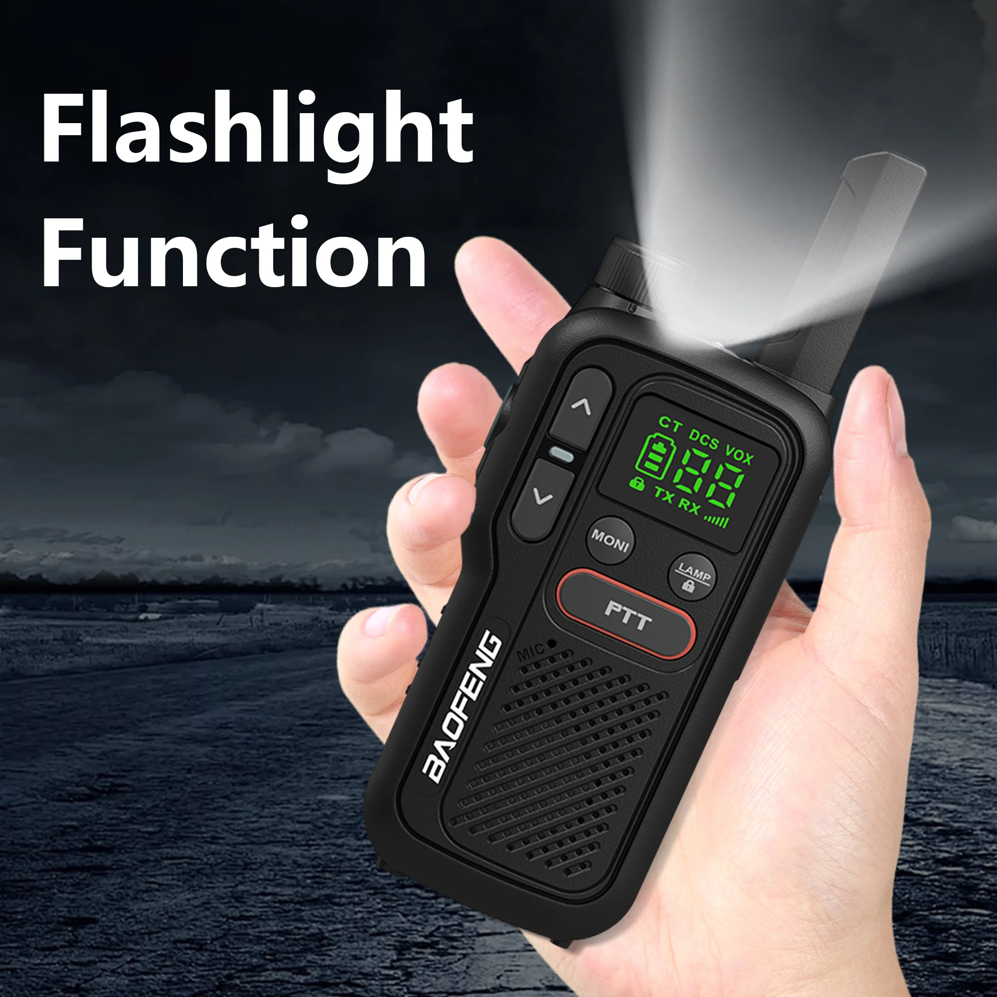 Baofeng BF-T18 جهاز اتصال لاسلكي صغير PMR446 طويل المدى قابل لإعادة الشحن 446 ميجا هرتز دعم نوع-C مصباح يدوي 16CH للتخييم راديو اتجاهين