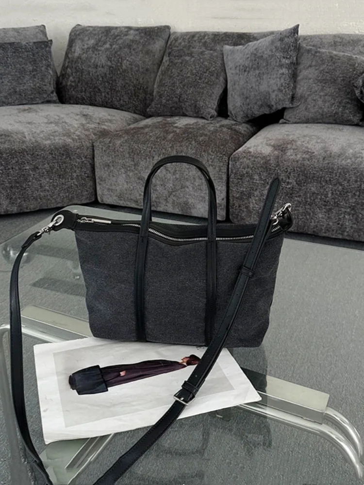 

Casual Canvas Splicing Hobos Bag Fashion Designer Contrasting Color Canvas Single Shoulder Crossbody Bag Commuting Small Handbag