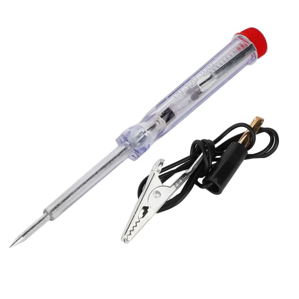 DC 6-24V Circuit Voltage Tester Pen Transparent Housing Built-in Metal Spring Circuit Tester Pen ABS Car Circuit Tester