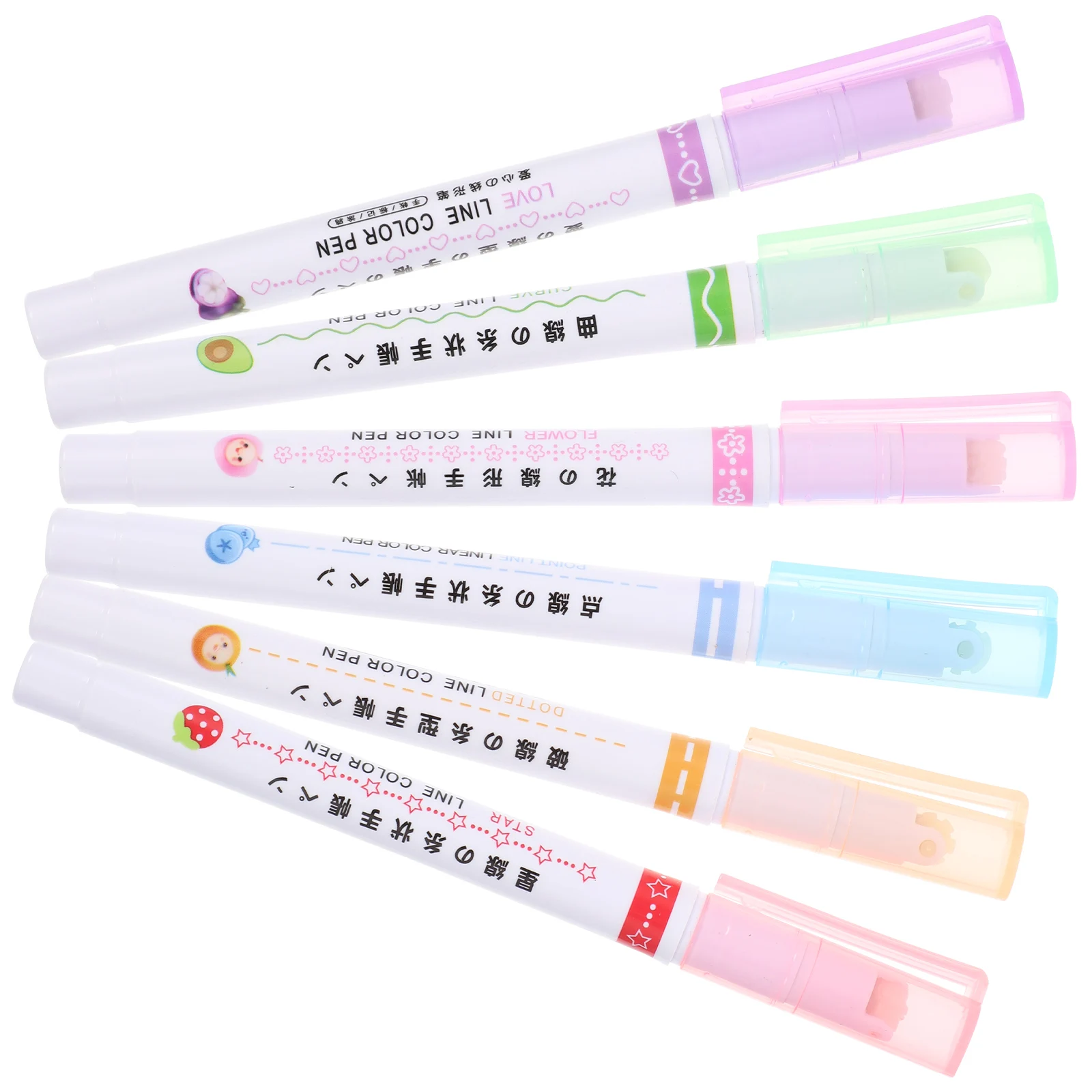 

6pcs Rolling Pens Fine Tip Markers Curve Pattern Paint Supplies Scrapbooking Drawing Tools School Office Crafts Projects
