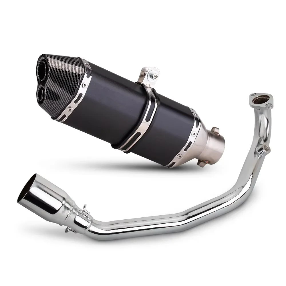 

For YAMAHA Zuma GY6 200CC Full System Motorcycle Exhaust Stainless Steel Front Link Pipe 370mm Double Hole Muffler