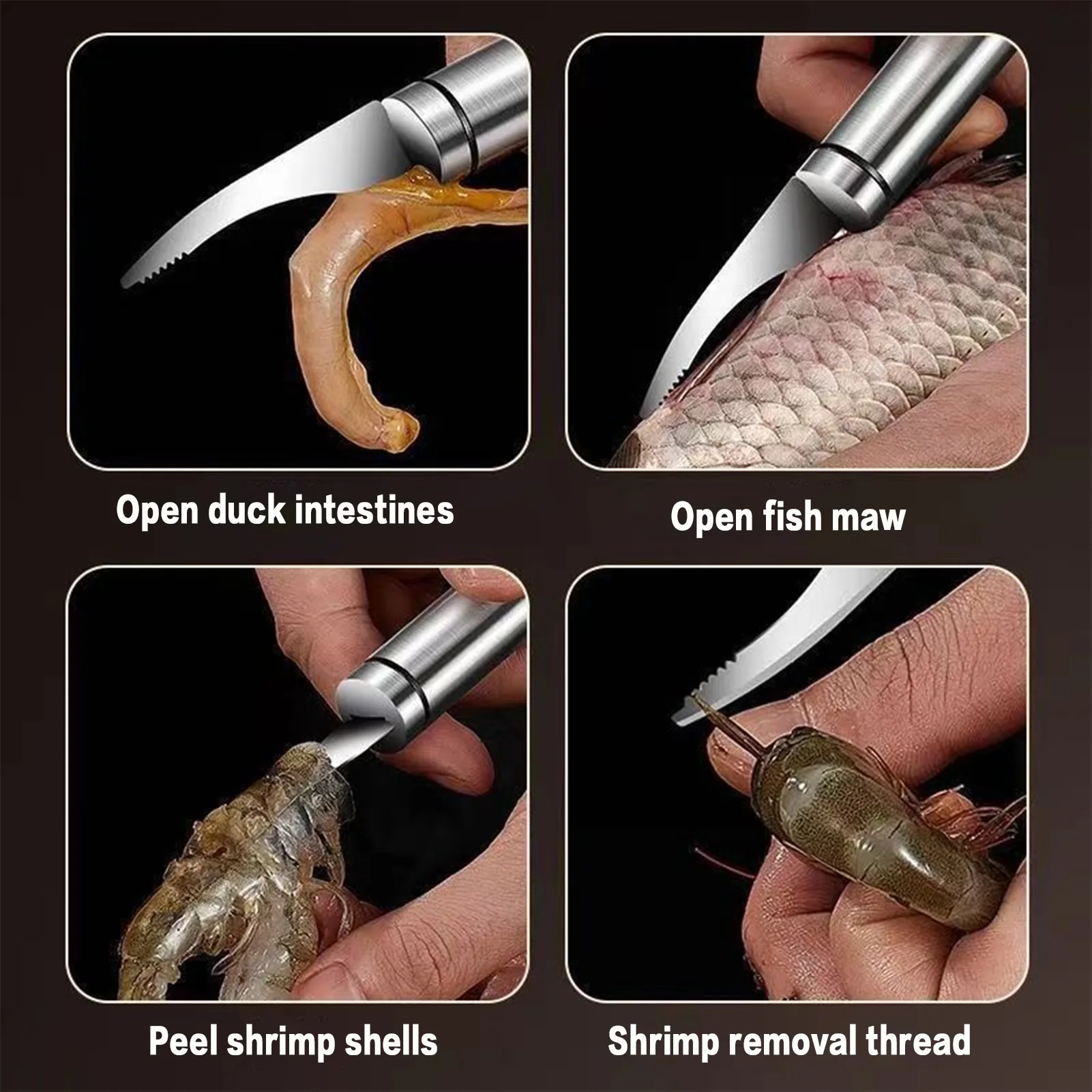 Multifunctional Knife Fast Shrimp Peeler Fish Scale Knife Stainless Steel Shrimp Line Cutter Cutting Scraping Knife Kitchen Tool