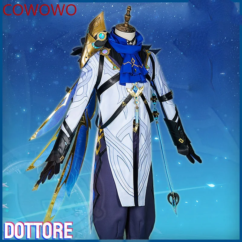 COWOWO Game Genshin Impact Dottore Cosplay Costume Game Cos 2rd Eleven Fatui Harbingers The Doctor Costume and Cosplay Wig