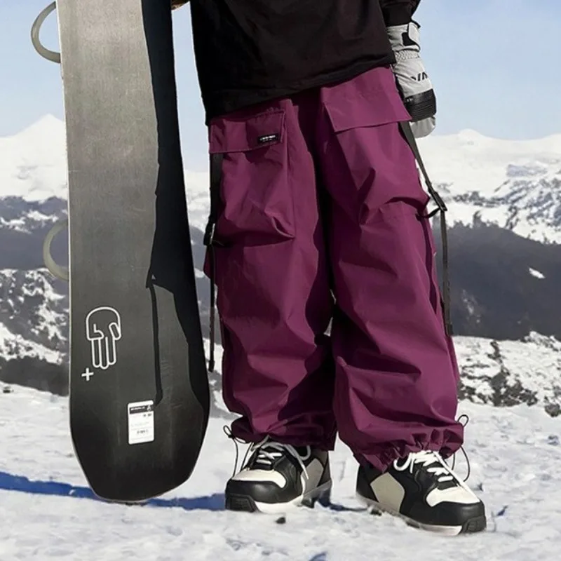 سراويل تزلج سميكة دافئة للرجال والنساء سراويل تزلج مقاومة للماء على الطراز الأمريكي للتزلج على الجليد