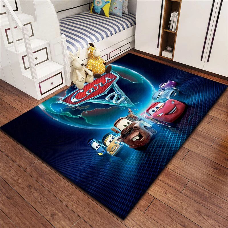 Tapis imprimé Cars Cartoon pour enfants, salon, chambre à coucher, sol, virus, cuisine, polymères de chambre d\'enfant