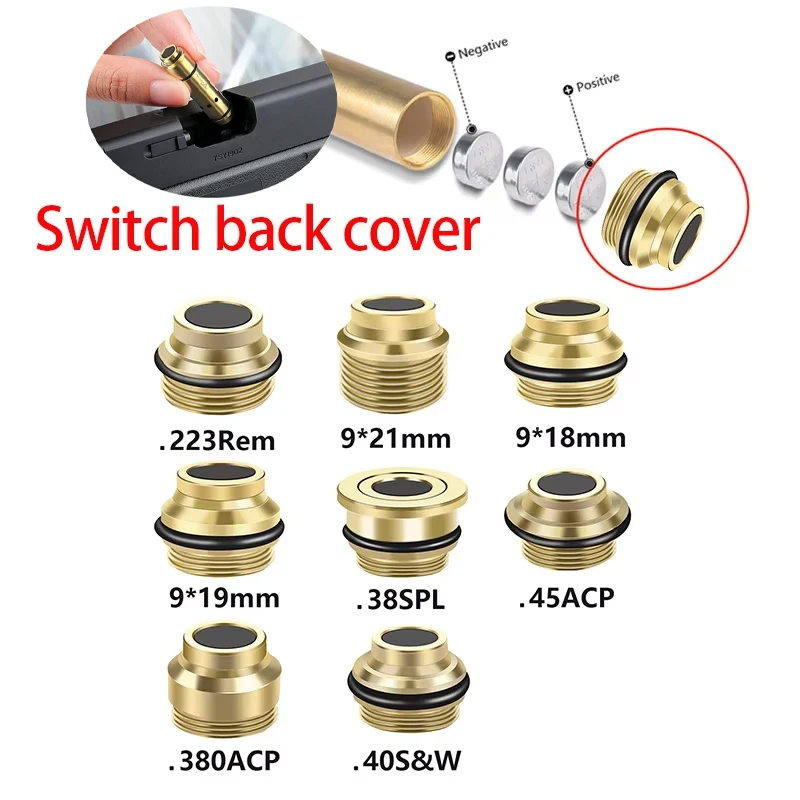 20GA 12GA 9x19mm Laser Trainer Tail Cap Switch Back Cover Training Bullet Breech Rail Cover Snap Cap For AK47 G17 19 9mm .223