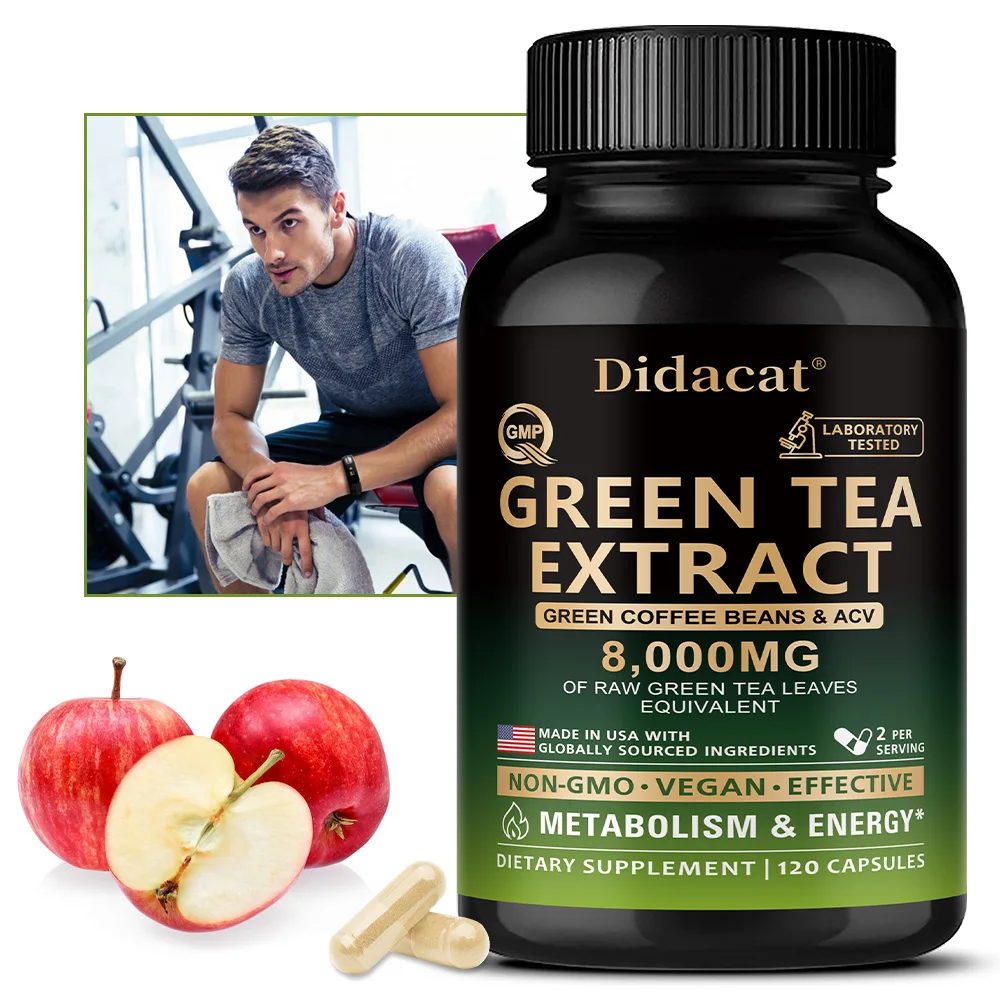 

Green Tea Extract Capsules with Green Coffee Beans & Apple Cider Vinegar - Energy & Metabolism Support for Men & Women